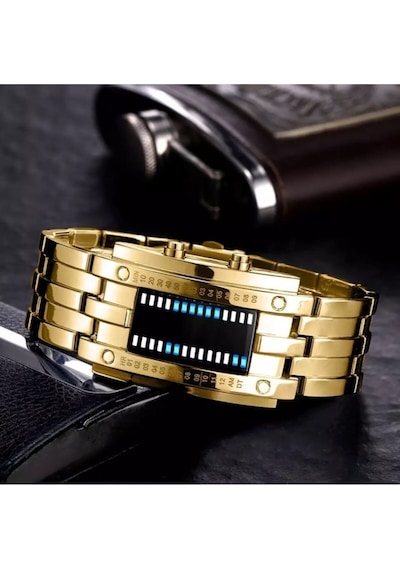 Skmei Gold Renk Led Işıklı Tasarım Kol Saati 145783463