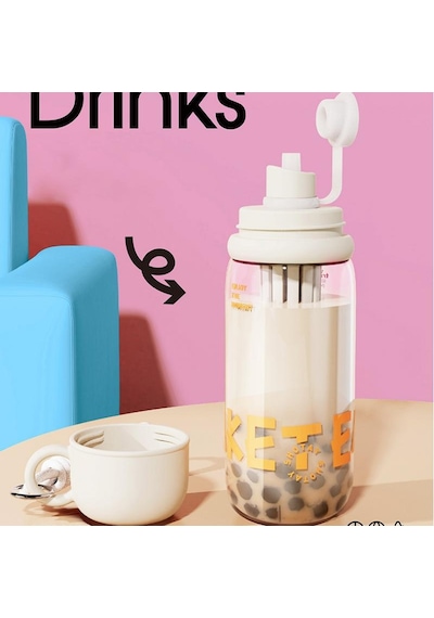 Shotay Cup Cover Su Matarası Tritan Beyaz 800ml Beyaz