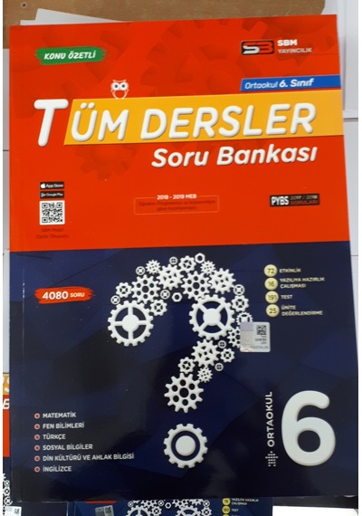 6.Sınıf Tüm Dersler Soru Bankası 2019 Baskı Sbm Yayınları