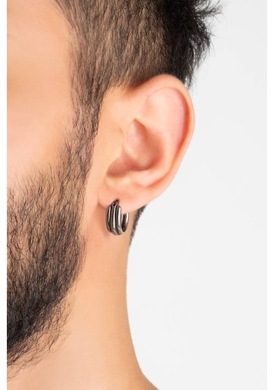 Minimal Tasarım Erkek Çelik Küpe Gri