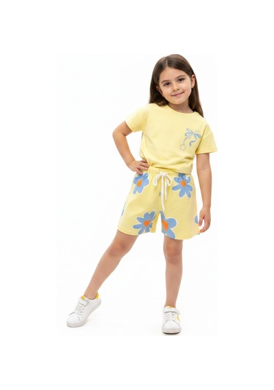 Toontoy Kids Toontoy Kız Çocuk 2'li Şortlu Takım Bisiklet Yaka Kısa Kollu Baskılı Tişört - Beli Lastikli Bağlamalı Baskılı Şort 25035 Açık Sarı Toontoy Kids Toontoy Kız Çocuk 2'li Şortlu Takım Bisiklet Yaka Kısa Kollu Baskılı Tişört - Beli Lastikli Bağlamalı Baskılı Şort 25035 Açık Sarı