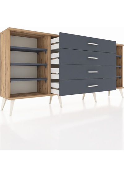 Arges Konsol 6 Raflı 4 Çekmeceli 176x30x83 Çam-antrasit/antrasit Antrasit/antrasit Arges Konsol 6 Raflı 4 Çekmeceli 176x30x83 Çam-antrasit/antrasit Antrasit/antrasit