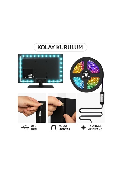 Tv Ve Pc Arkası Rgb Şerit Led Işık Seti - 3 Metre, Usb Girişli, Kumandalı, 352 Renk Seçeneği, Ip20 İç Mekan, 4w Düşük Enerji Tüketimi Ct4566 Sku: Smg8690010192172 Tv Ve Pc Arkası Rgb Şerit Led Işık Seti - 3 Metre, Usb Girişli, Kumandalı, 352 Renk Seçeneği, Ip20 İç Mekan, 4w Düşük Enerji Tüketimi Ct4566 Sku: Smg8690010192172
