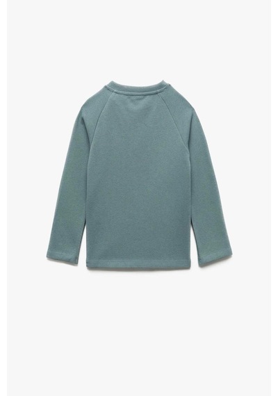 Koton Erkek Bebek Pamuklu Düğmeli Uzun Reglan Kollu Bisiklet Yaka Sweatshirt Mavi
