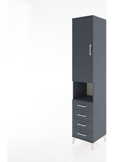 Hyperion Dolap 3 Raflı 4 Çekmeceli Tek Askılı 44x44x221 Antra... Antrasit