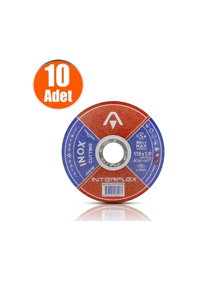 Interflex Inox Metal Kesici Taş Disk 115X1.0X22.23 Mm 10 Adet N11.378