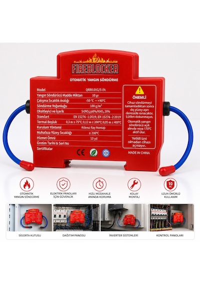 Fireblocker Otomatik Yangın Söndürücü Sigorta Kutusu Koruma Cihazı Elektrik Panosu Acil Durum Yangın Önleme Sistemi