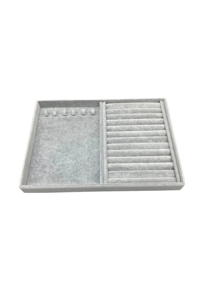Yerli Üretim Venedik Model Süet Kumaş Gri 34/24 Cm Tırnaklı-sosisli Takı Çekmece Ici Standı Çok Renkli