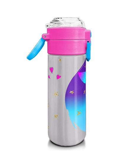 Coral High Kids Pembe Mavi Peri Desenli Pipetli Ve Direkt İçim Çelik Termos 500 Ml 31803 Pembe - Koyupembe