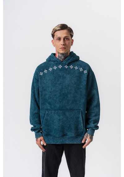 Respire Erkek Muse Baskılı Yıkamalı Kapüşonlu Oversize Hoodie Zümrüt