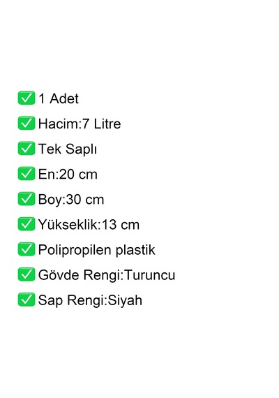 Kozmetik Ve Bijuteri Plastik Alışveriş El Sepeti 7 Litre Turuncu 1 Adet / En:20 Boy:30 Yükseklik:13 Cm Turuncu
