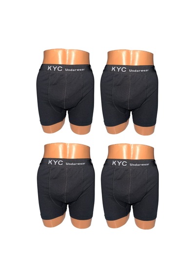 Kyc Shopping 4 Adet Siyah Renk Pamuklu Likralı Penye Esnek Kumaş Boxer Siyah