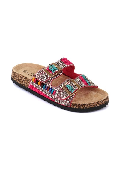 Vojo Toledo Anatomik Taban Taşlı Boncuk Detaylı Kadın Terlik 267800001571 07 Pembe
