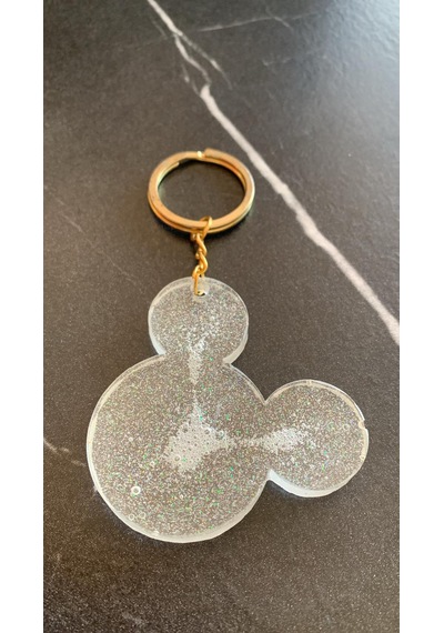Şeffaf Renk Ve Simli Mickey Mouse Anahtarlık Gold Aksesuarlı El Y