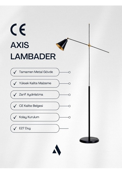 Axis Metal Lambader Minimalist & Ayarlanabilir Gold Siyah