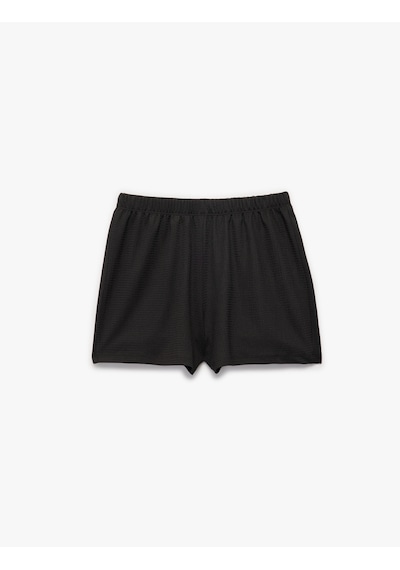 Koton Bürümcük Kumaş Regular Fit Mini Şort Siyah 5sak70072ek Siyah