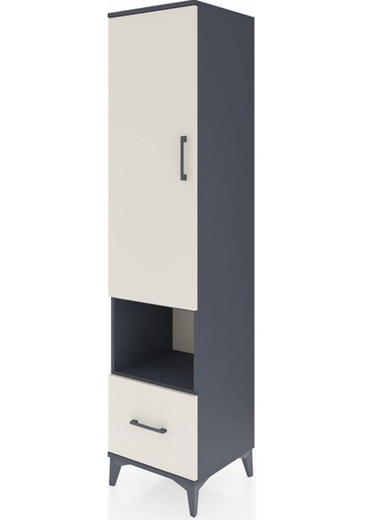 Hyperion Dolap 5 Raflı Tek Çekmeceli Tek Kapaklı 44x44x195 Antrasit-aytaşı Antrasit