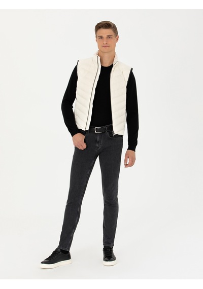Cacharel Ekru Slim Fit İnce Kapitone Mont Yelek Bej