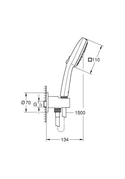 Grohe Tempesta Cube 110 Duvar Tutucu Seti 3 Sprey Yağmur, Jet, Masaj - 269102433 Siyah
