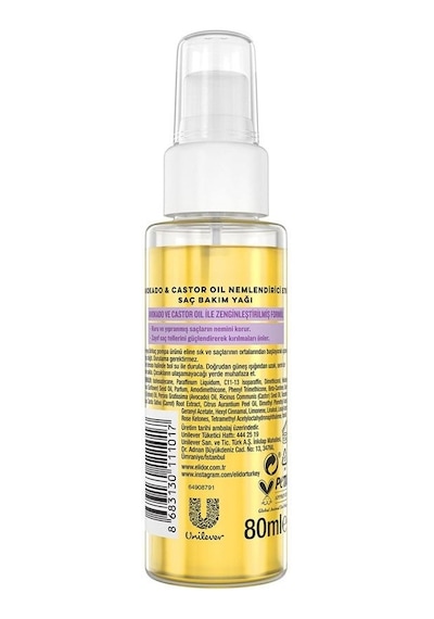 Elidor Saç Bakım Yağı 80ml Avokado & Castor Oil