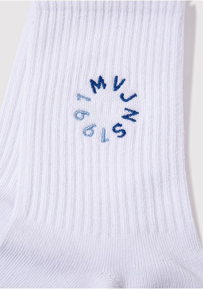 Mavi - Mvjns Baskılı Beyaz Soket Çorap 1913259-620 Beyaz