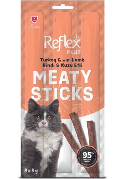Reflex Hindi & Kuzu Etli Sticks Yetişkin Kedi Ödül Maması 3 x 5 G