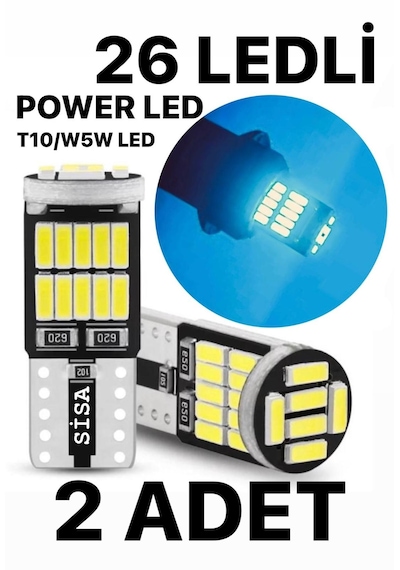 T10 Led 26 Ledli W5w Canbus Metal Ultra Power Kristal Mavi Park Plaka Tavan Ampulü