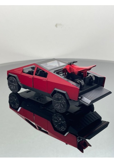 Tesla Cyber Truck 1:32 Ölçek Metal Çek Bırak 12 Cm Oyuncak Araba - Kırmızı