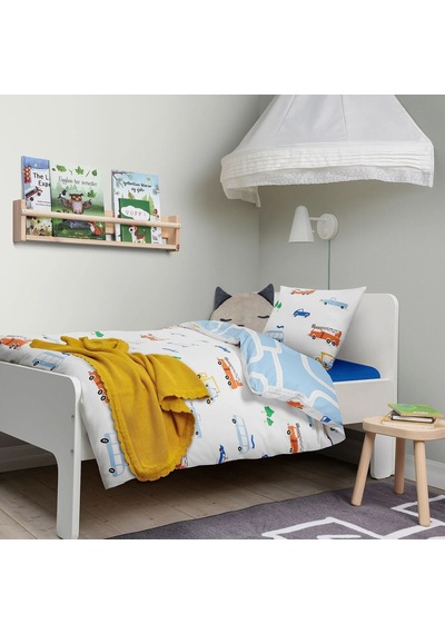 Ikea Bergfınk Tek Kişilik Nevresim Takımı 150 X 200 Cm Beyaz - Turuncu - Mavi - Sarı Çok Renkli