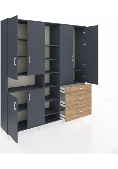 Hyperion Dolap 13 Raflı 3 Çekmeceli 6 Kapaklı 220x44x243 Antrasit-antrasit/çam Çok Renkli Hyperion Dolap 13 Raflı 3 Çekmeceli 6 Kapaklı 220x44x243 Antrasit-antrasit/çam Çok Renkli