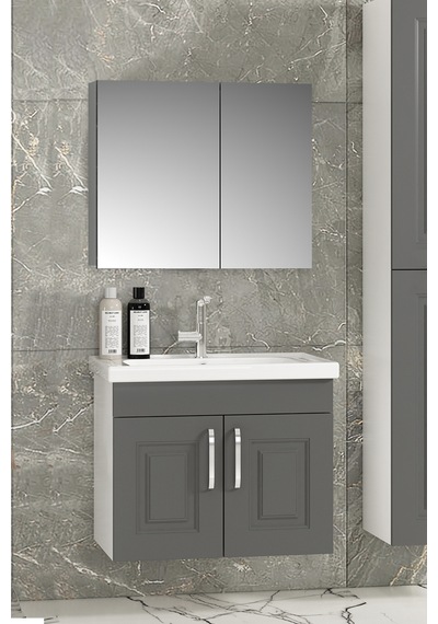 Salkım 65 Cm Beyaz-füme Balon Mdf Seramik Lavabolu Asma Banyo Dolabı Takımı Beyaz - Füme Salkım 65 Cm Beyaz-füme Balon Mdf Seramik Lavabolu Asma Banyo Dolabı Takımı Beyaz - Füme