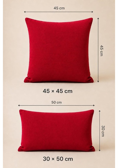 Cortibo Barcelona Kadife Dokulu Kırlent Kılıfı 45x45cm Kırmızı Diğer