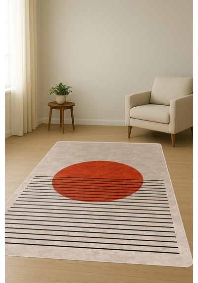 Modern Desenli Dijital Baskı Kaymaz Taban Halı H0958 Renkli