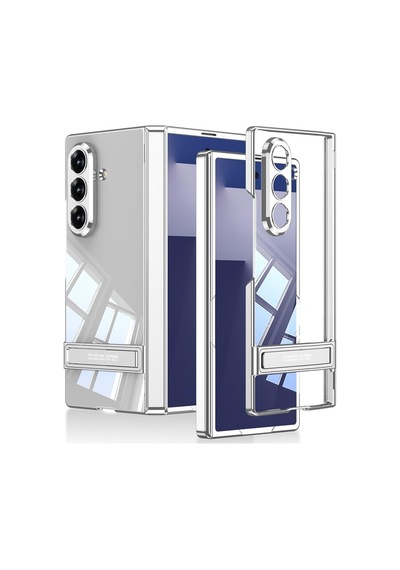 Senon Galaxy Z Fold 7 Kılıf Kamera Korumalı Şeffaf Tasarımlı Zore Lego Standlı Kapak Gümüş