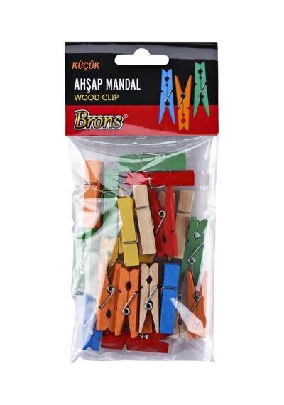 Brons Ahşap Renkli Mandal Küçük 24'Lü Paket