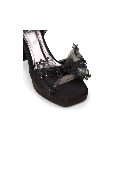Deery Kadın Siyah Tül Ayrıntılı Abiye Ayakkabı - K0104zsyhm01