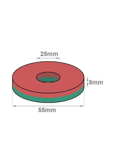 Mıknatıs 4 Adet 55 X 25 X 8 Mm Halka Mıknatıs Ferrit Kömür Magnet