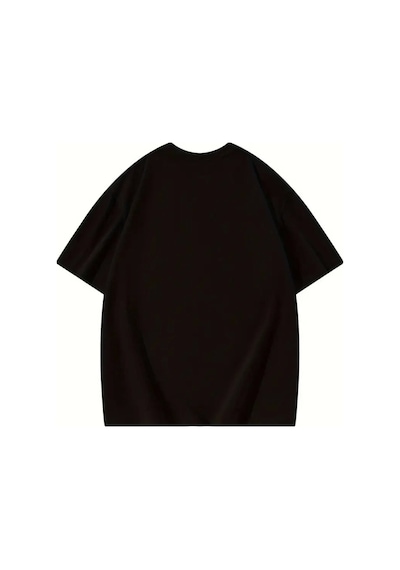 Efnaz Style Thousand Baskılı Oversize Bisiklet Yaka T-shirt - Siyah