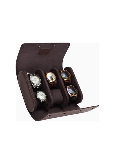 Modalo Optimus Watch Roll, 6 Saat Için Mikroleder Seyahat Kutusu Saat Kutuları Kahverengi