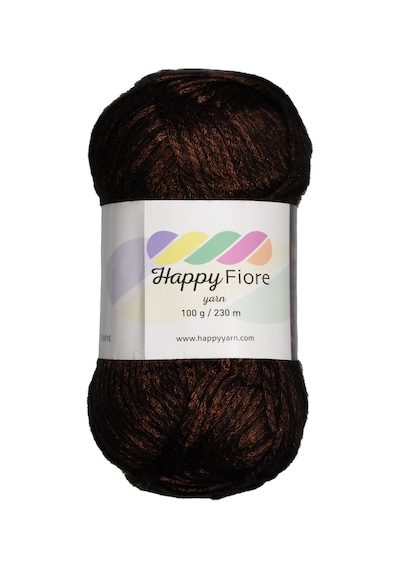Happy Fiore Parlak Örgü İpi 100gr / 230mt Yünlü El Örgü İpliği - Koyu Kahverengi