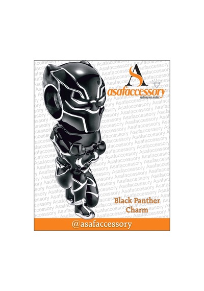 Black Panther Charm Gümüş Kaplama Siyah