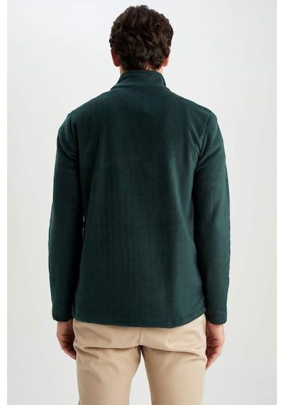 DeFacto Yeşil Tüylenme Yapmayan Soğuk Geçirmez Regular Fit Dik Yaka Fermuarlı Polar Sweatshirt Y3996AZNSGN245