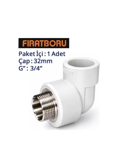 Fırat Dış Dişli Dirsek, 32mm, 3/4'', 1 Adet, 7b74032191