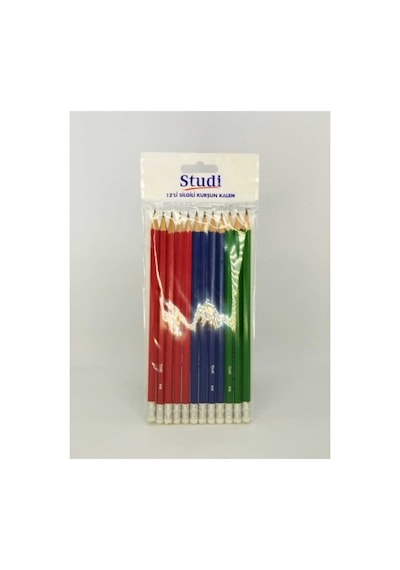 Studi 12'li Silgili Kurşun Kalem Çeşitli Renk