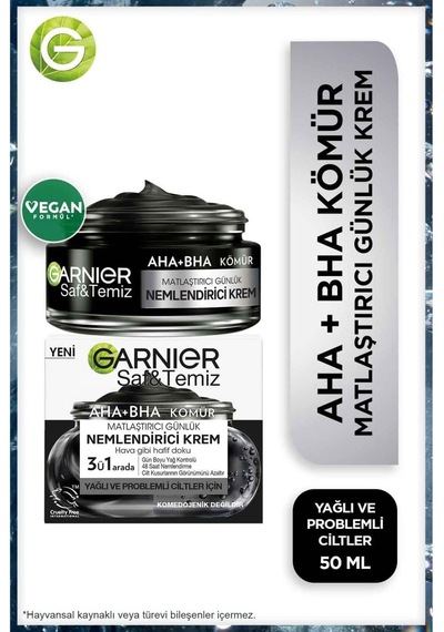 Saf Ve Temiz Kömür Matlaştırıcı Günlük Nemlendirici Krem 50ml