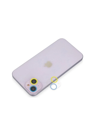 Apple iPhone Uyumlu  13 Renkli Kamera Lens Koruma Cam - Sarı-mavi