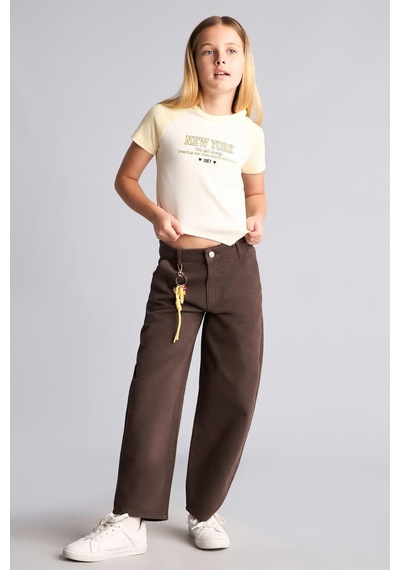 Defacto Baggy Fit Düz Paça Gabardin Pantolon Kız Çocuk I1699a826aubn335 Kahve-bn335
