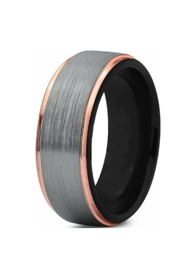 Chavin Bayan Erkek Gri Rose Kenarlı Tungsten Yüzük Dm85 Çok Renkli