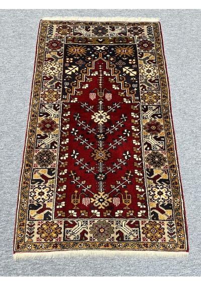 El Dokuma Sıfır Yahyalı Halısı Seccade 84x146 Kök Boya Namazlık