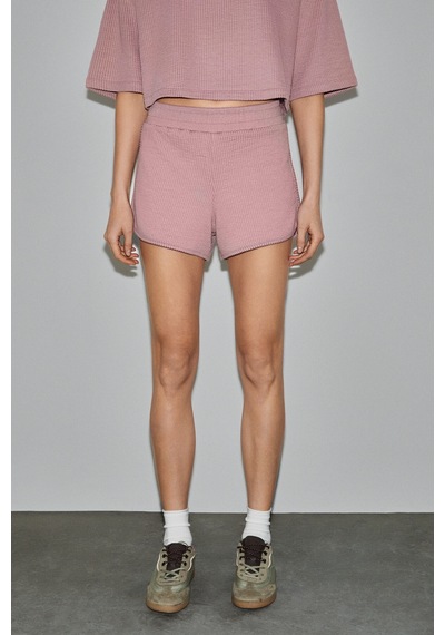 Grimelange Petal Kadın Esnek Kumaşlı Beli Lastikli Relaxed Fit Pembe Şort Pembe